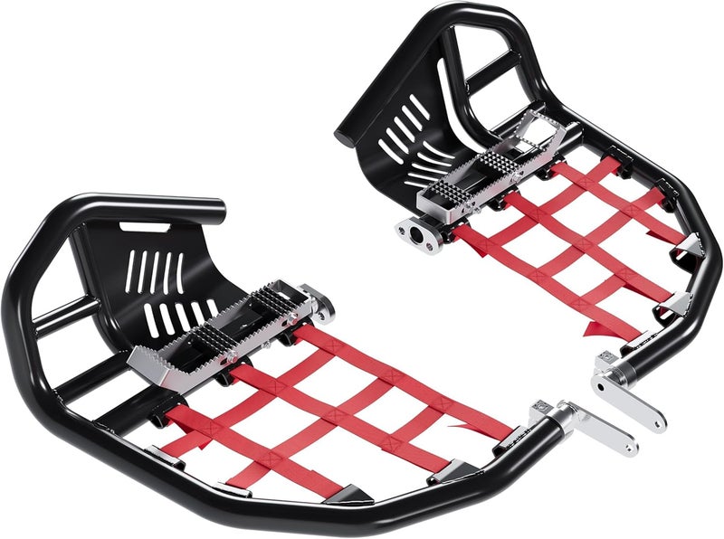 Kojem Nerf Bars Foot Pegs Compatible with Honda Sportrax 400 TRX 400EX 400X All Years (Black Nerfs & Red Nets) - Image 2